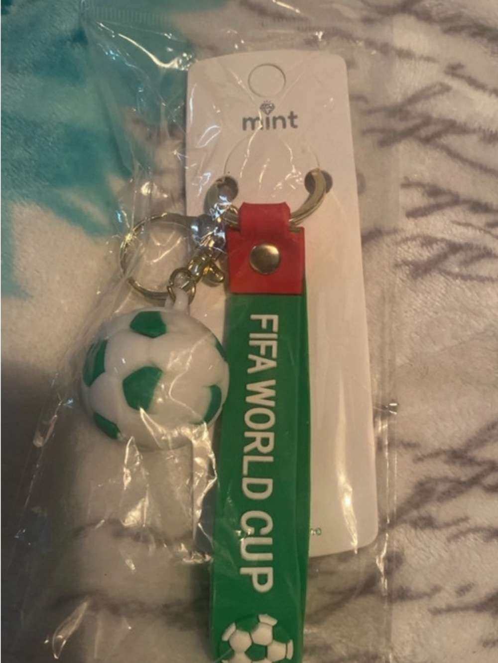 Mint Green and White FIFA World Cup Keychain